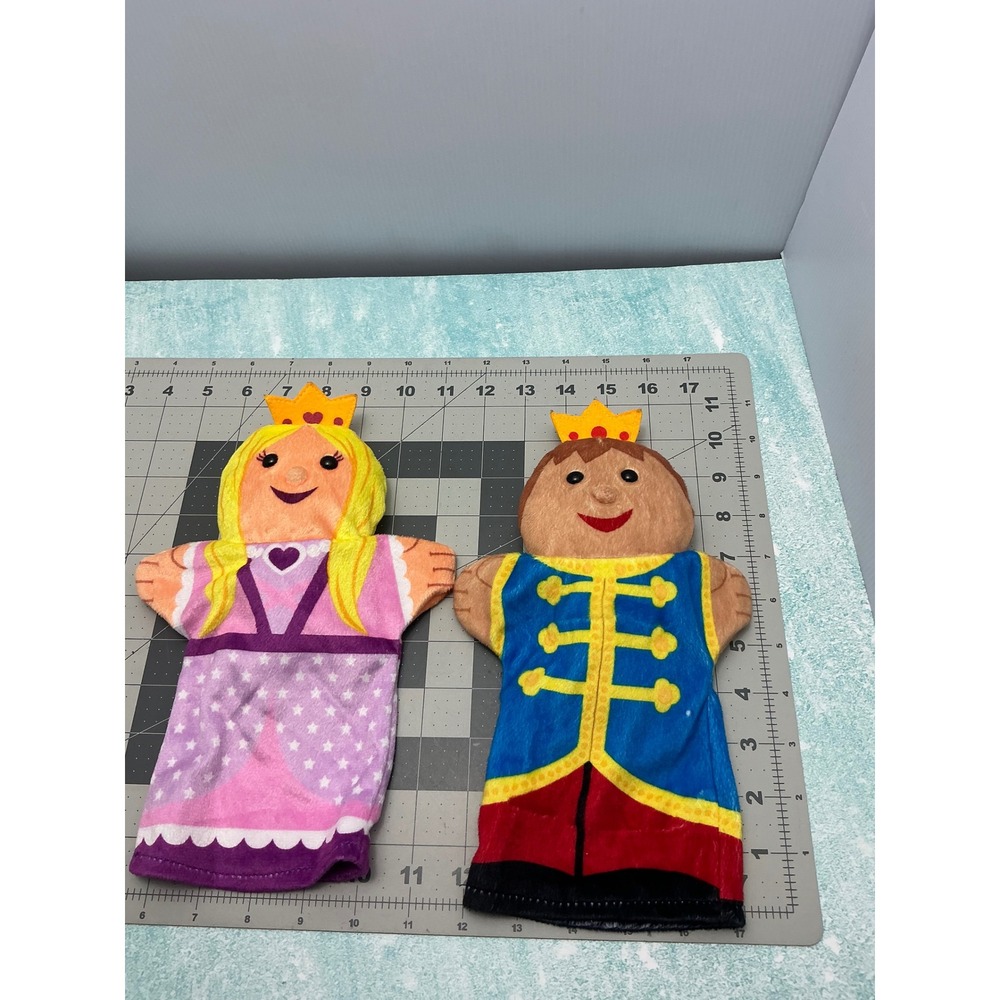 Fairytale Princess and Prince Plush Hand Puppet Set Royal Storytelling Toys 10"